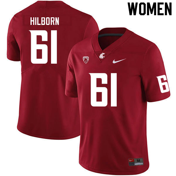 Women #61 Christian Hilborn Washington State Cougars College Football Jerseys Sale-Crimson